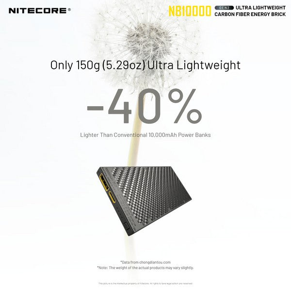 Powerbank Nitecore NB10000 GEN2 en fibre de carbon tres leger 02 5