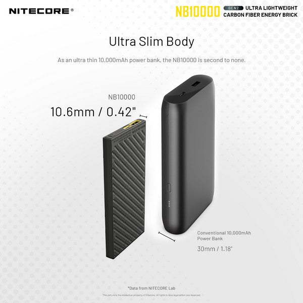 Powerbank Nitecore NB10000 GEN2 en fibre de carbon tres leger 02 6