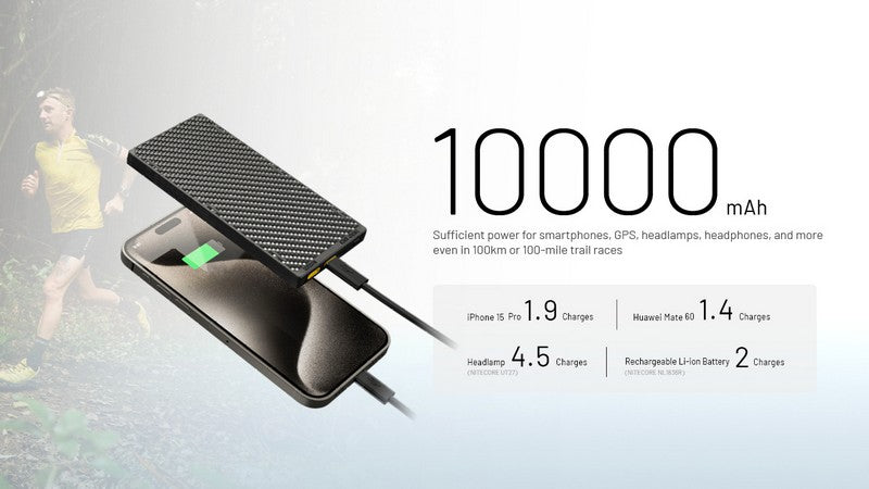 Powerbank Nitecore NB10000 GEN3 en fibre de carbon tres leger 01 12