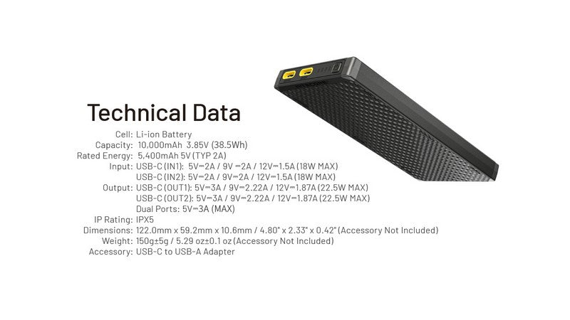 Powerbank Nitecore NB10000 GEN3 en fibre de carbon tres leger 01 19