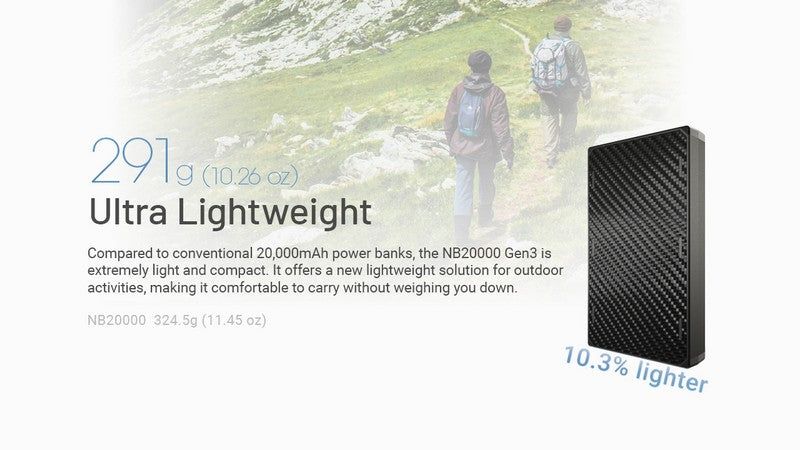 Powerbank Nitecore NB20000 GEN3 en fibre de carbon tres leger 01 04