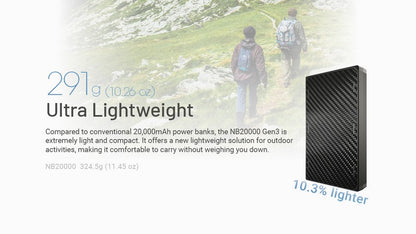 Powerbank Nitecore NB20000 GEN3 en fibre de carbon tres leger 01 04