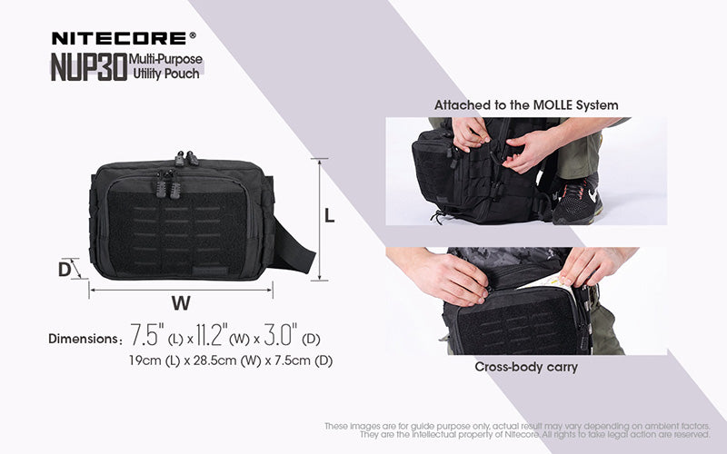 Sac Tactique Nitecore NUP30 Multi Usage Systeme MOLLE Polyester 600D Resista