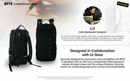 Sac a dos Nitecore BP18 18L Ultra Leger Systeme Fishbone Nylon 500D Impermea