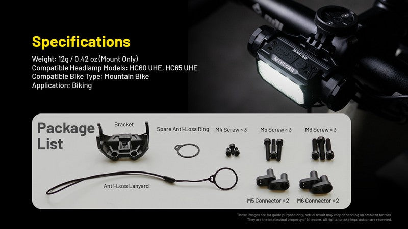 Support Nitecore BM06 pour lampe HC60 UHE HC65 UHE 1 2