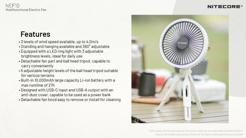 Ventilateur portable multifonction NEF10 Ventilateur lampe et powerbank 0