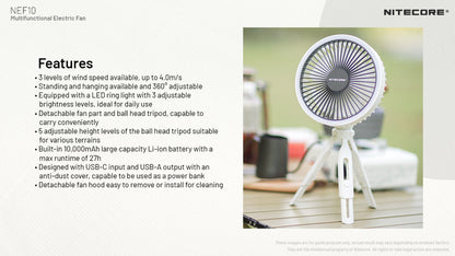 Ventilateur portable multifonction NEF10 Ventilateur lampe et powerbank 0