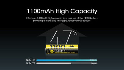 batterie Nitecore 14500 NL1411R 1100mAh 01 02