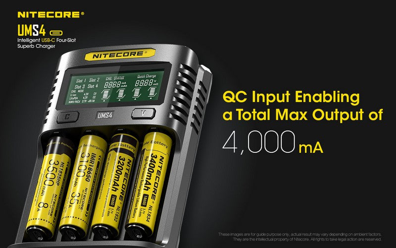 chargeur Nitecore UMS4 USB C 1 2