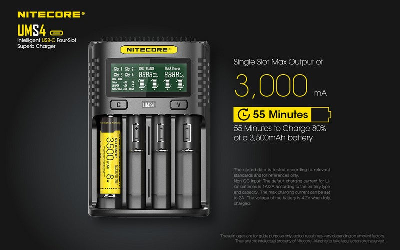 chargeur Nitecore UMS4 USB C 1 3