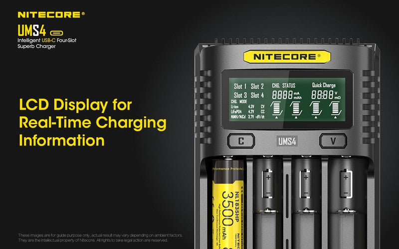 chargeur Nitecore UMS4 USB C 1 5