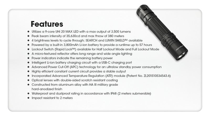 lampe de poche rechargeable EDC Nitecore EDC31 3500lumens 18