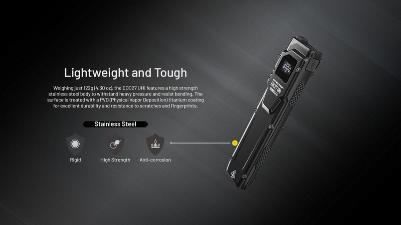 lampe de poche rechargeable EDC tactique ultra slim Nitecore EDC27 UHi 3100l
