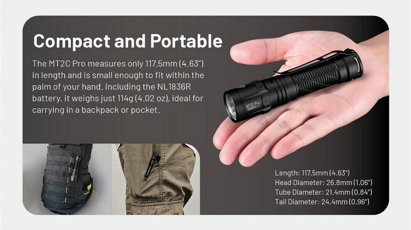 lampe de poche tactique Nitecore MT2C PRO 1800 lumens 01 06