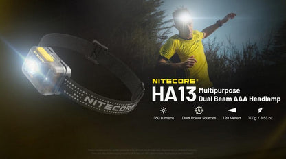 lampe frontale Nitecore HA13 350 lumens double sortie deux sources d aliment