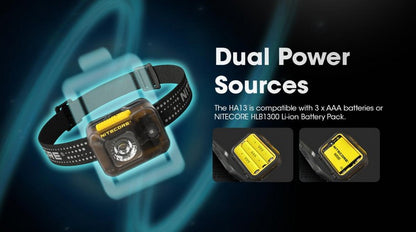 lampe frontale Nitecore HA13 350 lumens double sortie deux sources d aliment