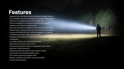 lampe laser puissante Nitecore P40 2000 lumens portee 2900 metres 15