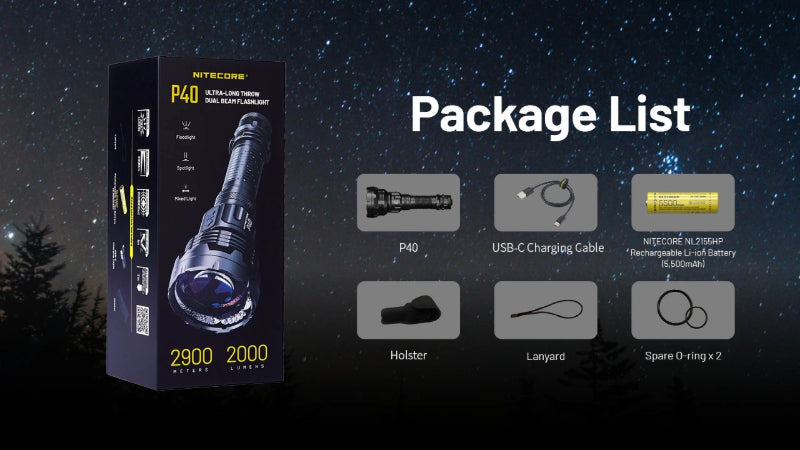 lampe laser puissante Nitecore P40 2000 lumens portee 2900 metres 16