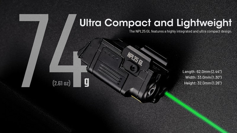 lampe tactique pour arme Nitecore NPL25GL 900 lumens laser vert rechargeable