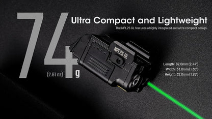 lampe tactique pour arme Nitecore NPL25GL 900 lumens laser vert rechargeable