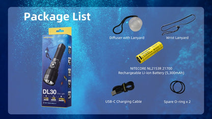 lampe torche de plongee EDC Nitecore DL30 1100lumens 12