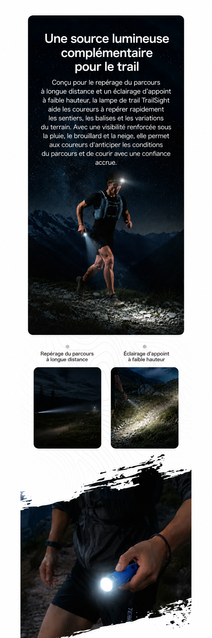 TrailSight - Lampe torche de trail running 1200 lumens