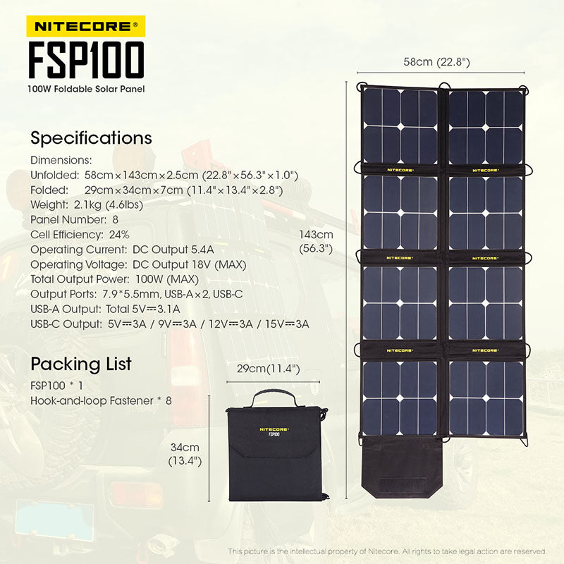 panneau Solaire Road trip Nitecore FSP100